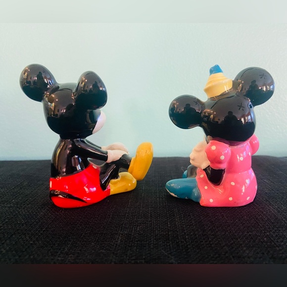 Set/2 Mickey & Minnie Mouse Ceramic Figurines Walt Disney Figurine Made in Japan - Picture 3 of 6